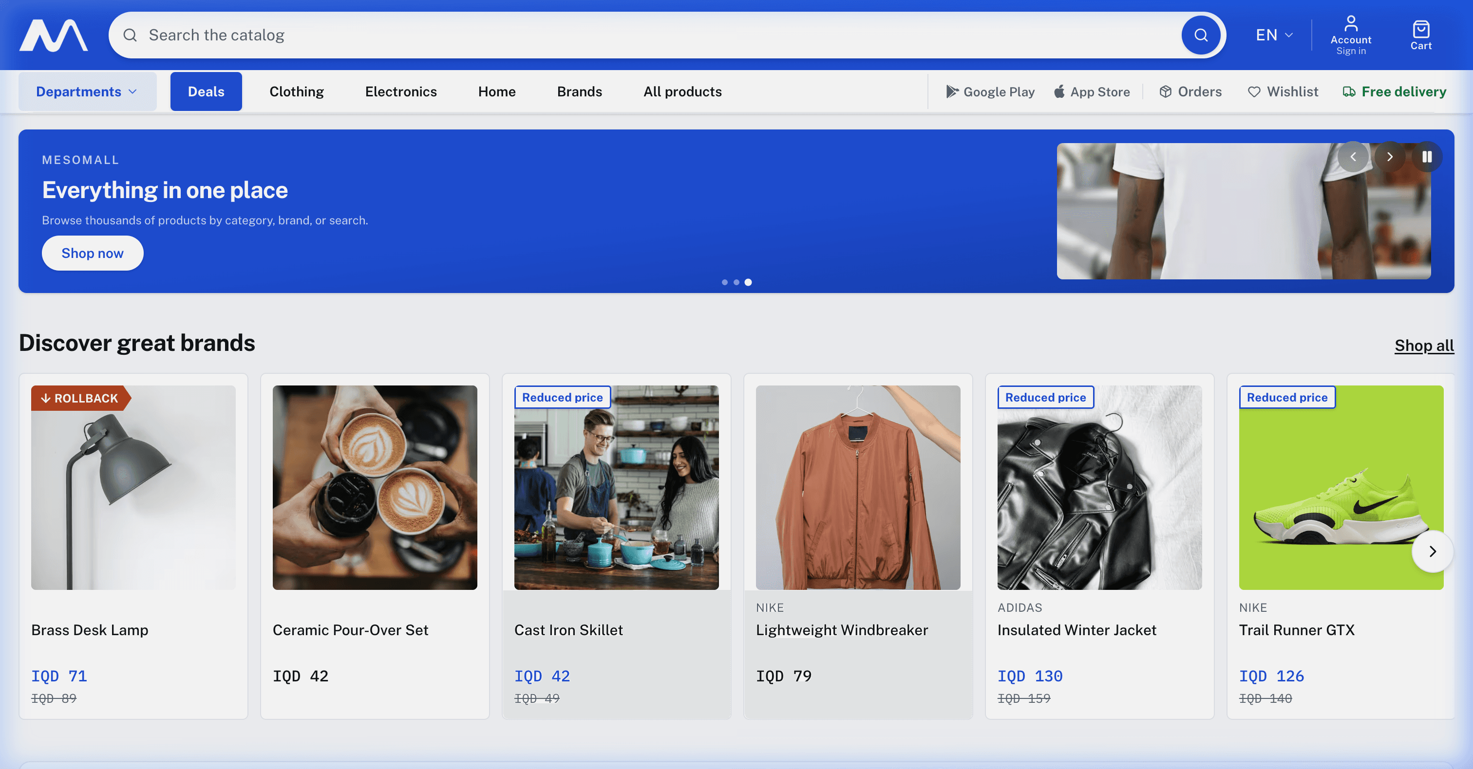Mesomall e-commerce ecosystem UI mockup showcase